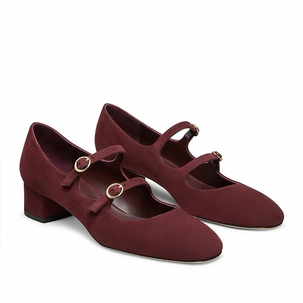 Stuart Weitzman 7.5 Benni Mary Jane Heels in Rosewood Suede